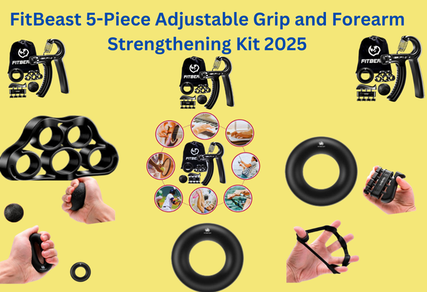 FitBeast 5-Piece Adjustable Grip and Forearm Strengthening Kit 2025